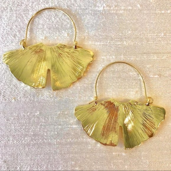 Anthropologie Golden Leaf Earrings - Picture 4 of 7